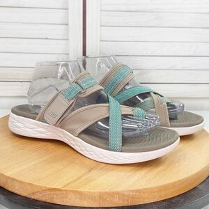 Skechers Performance On The Go 600 Glow Strappy Outdoor Sandals Taupe Green 10